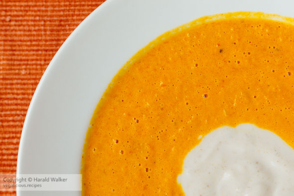 Roasted carrot and ginger soup with lemon yogurt