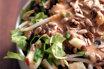 Lentil and bean sprout salad
