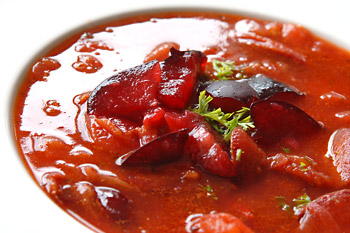 Plum & tomato soup