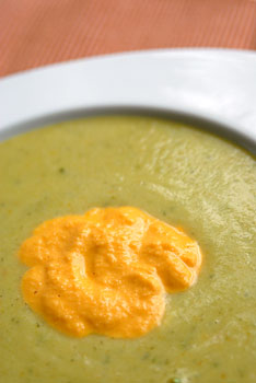 Fava bean soup with carrot cream