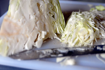 cutting the coleslaw