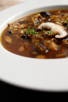 Barley and shiitake mushroom soup