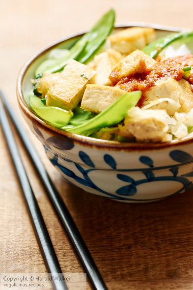 Thai style tofu and snow peas