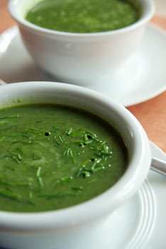 Spinach and Fennel Soup with Soy Yoghurt and Chives