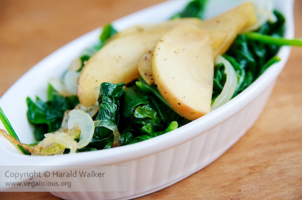 Sauteed Spinach with Apples and Onions