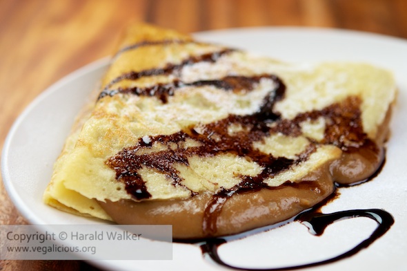 German Pancakes with Chestnut Mousse and Chocolate Sauce
