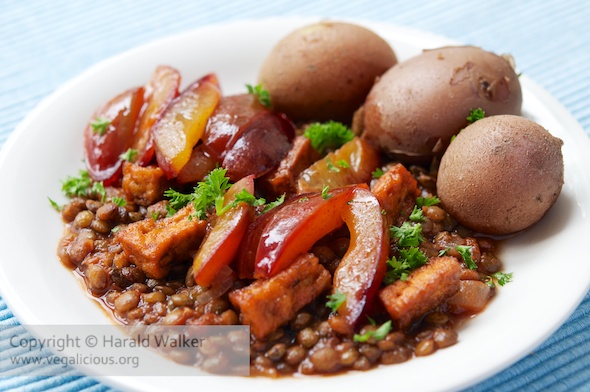 Lentils with Smoked Tofu and Plums