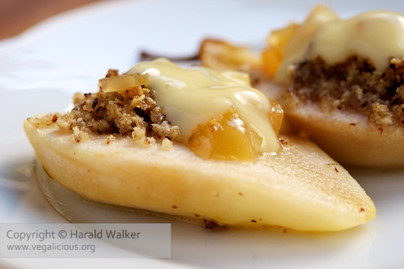 Baked Pears with Hazelnut Filling