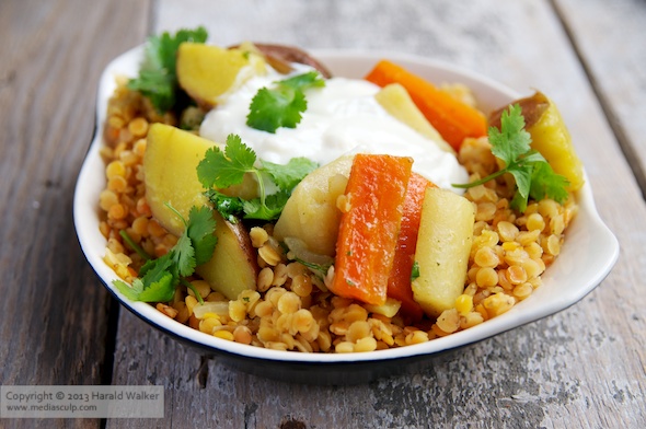 Red Lentils with Spicy Root Vegetables