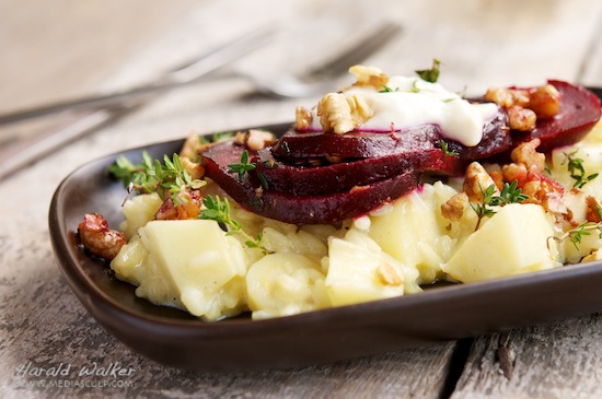 Parsnip Risotto with Beets and Walnuts