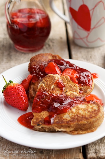Fluffy Wholewheat Pancakes with Strawberry Syrup