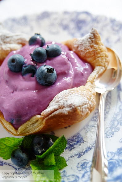 Blueberry Soy Yogurt in Puff Pastry Cups