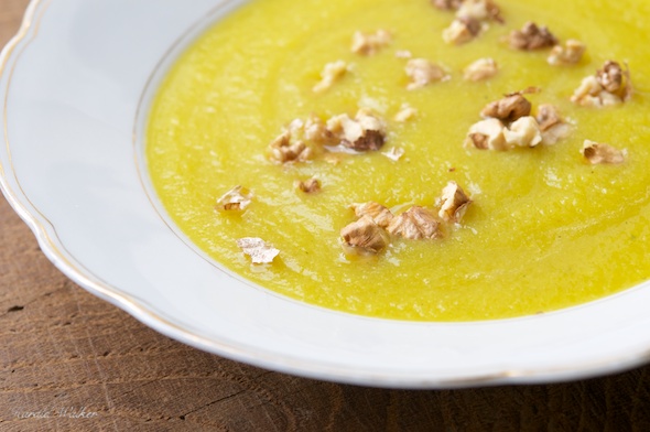 Yellow Beets and Pear Soup with Walnuts