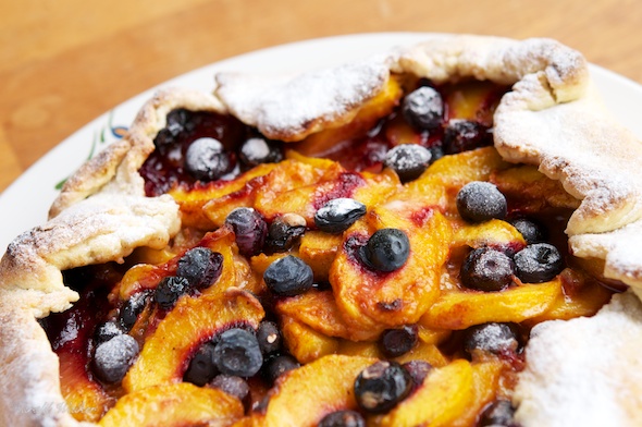 Rustic Peach and Blueberry Galette with Almond Crust
