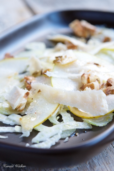 Fennel, Pear and Walnut Salad with Soy Cheese