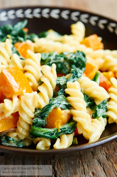 Vegan Pasta with Squash and Spinach