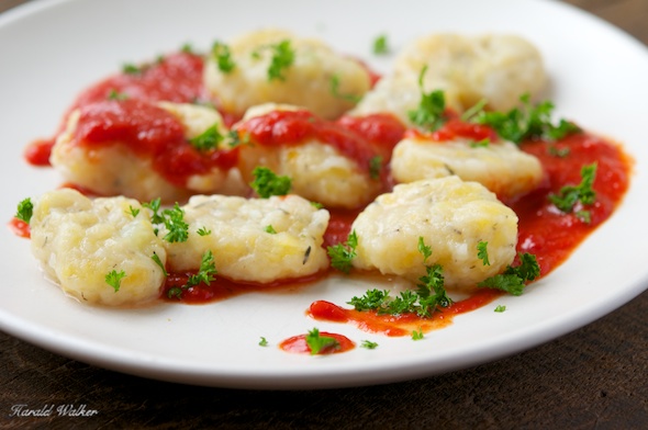 Rutabaga Gnocchi with Roasted Pepper Sauce