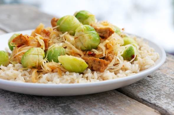 Winter Stir Fry with Cabbage and Brussels Sprouts