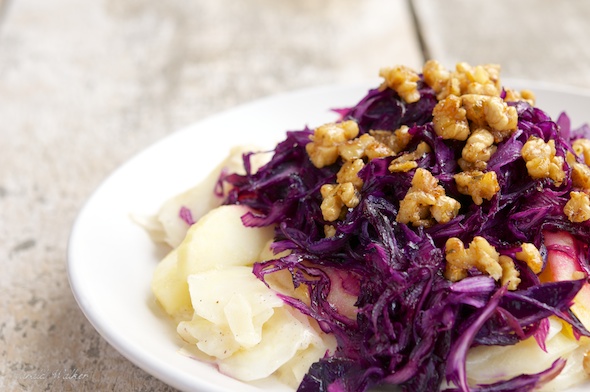 Vegan Parsnips, Apples, Red Cabbage and Candied Walnuts