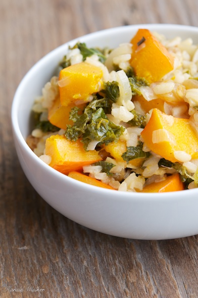 Winter Squash and Kale Risotto with Golden Raisins