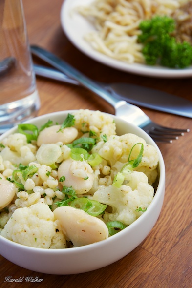 Cauliflower, Barley and Big Bean Salad - Click here to license this image exclusively from Stocksy