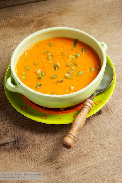 Turnip and Red Bell Pepper Soup - Click here to license this photo from Stocksy