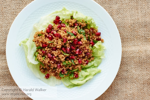 Bulgur with Fresh Herbs, Spices and Pomegranate Arils 