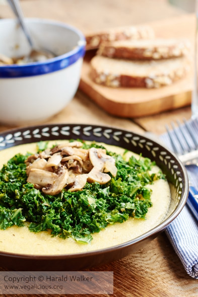 Polenta with Kale and Mushrooms