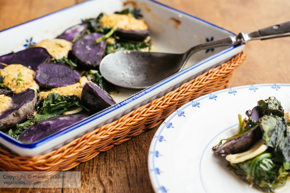 Spinach and Purple Potato Casserole