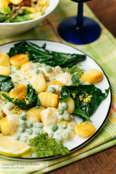 Gnocchi with Peas, Spinach and a Creamy Lemon Sauce