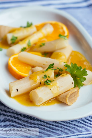 Salsify with Vegan Lunchmeat and Orange Sauce